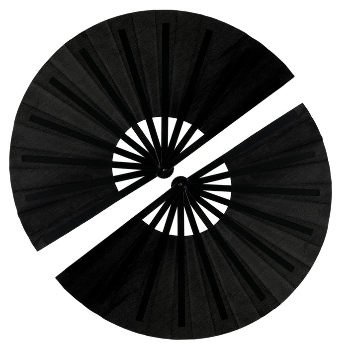 GeGeYa 13inch Large Rave Fan Foldable Hand Fans Black 2 Packs by Deal US