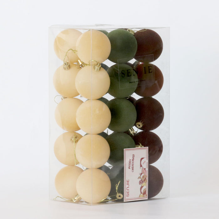 Senjie 30pcs Velvet Christmas Balls Ornaments 2.36in Brown Green Khaki by Deal US