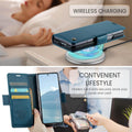 PU Leather Magnetic Flip Wallet Case for Samsung Galaxy Z Fold 6 with Card Holder Kickstand Blue by Merch Section