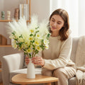 NoriStyle Silk White Artificial Poppy Flowers 6 Pcs Long Stems Indoor Decor by Deal US
