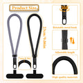 JJUNW 2Pcs Anti Theft Phone Wrist Strap, with 360° Rotating Hook Adjustable Hand Wrist Phone Lanyard for Women and Men(Black + Gray)