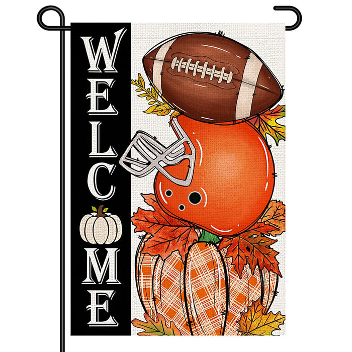 Decorhua Fall Garden Flag Burlap 12x18 Double Sided Football Pumpkin Orange by Deal US