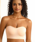 PRETTYWELL Strapless Padded Bandeau Bra Wireless Seamless Beige Size M by Deal US