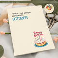 MOSSSH October Birthday Cards with Envelope Sticker Black Letter Print by Deal US