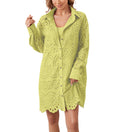 AIHUKOCY Women Hollow Out Button Down V Neck Long Sleeve Mini Dress Yellow M by Deal US