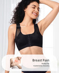 Upushall Front Closure Posture Bra Wireless Full Coverage Black Size 2XL by Deal US