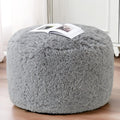 HIGOGOGO Round Faux Fur Stuffed Pouf Ottoman 26x18 Light Grey by Deal US