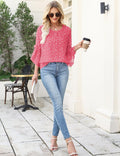 CiCiBird Women Chiffon Floral Blouse 3/4 Ruffle Sleeve Pink Size XXL by Deal US