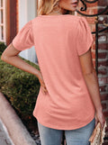 BETTE BOUTIK Women's Asymmetrical Pleated Crewneck Top Orange Pink Size XL by Deal US