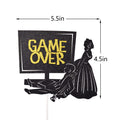Little Man Game Over Wedding Cake Topper Double-sided Black Glitter 5.5x4.5in by Deal US