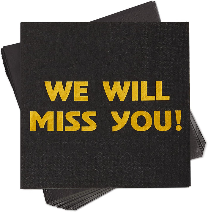 Sllyfo Retirement Party Napkins 5x5in 50PK Black Gold Farewell Decor by Deal US