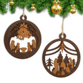 Yelsky Jesus Christmas Nativity Ornaments Wooden Set 2pcs Natural Wood by Deal US