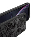 Flower Phone Case Compatible with iPhone XR, Rose Aesthetic Black Line Art