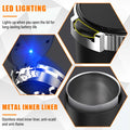 Kewucn Car Ashtray with Lid Portable Stainless Steel LED Blue Light Gold by Deal US