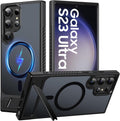 Magnetic Case for Samsung Galaxy S23 Ultra with Invisible Stand Military Grade Protection Black by Merch Section
