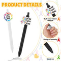 Epakh 24 Pcs Cancer Awareness Ribbon Ballpoint Pens Black Ink White Black by Deal US