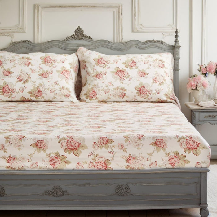 DaDa Bedding Hint of Mint Floral Cotton Fitted Sheet Set by DaDalogy Bedding Collection