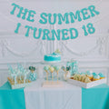 Nesinpa The Summer I Turned 18 Banner Blue Glitter 18th Birthday Party by Deal US