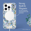 Cute Floral Pattern Case for iPhone 15 Pro Garden Party Blue Slim Fit by Merch Section
