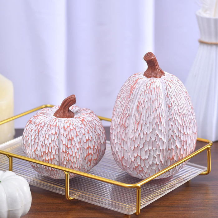 Ovootok Resin Pumpkins Fall Decorations White 2PCS Thanksgiving Decor by Deal US