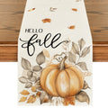 Artoid Mode Pumpkins Eucalyptus Table Runner 13x36 Inch Beige 210 GSM by Deal US