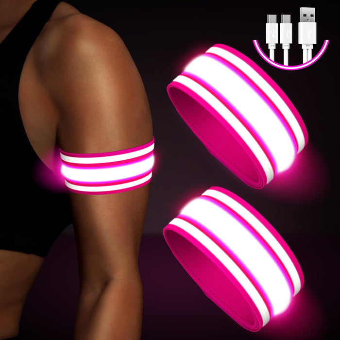 Led Armband For Running Walking At Night,Reflective Arm Bands For Runners,Rechar