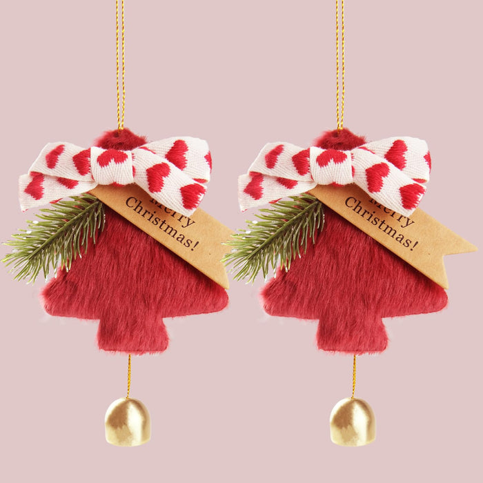 DILAGG Christmas Decorations Fuzzy Tree Ornaments Plush Pendant Gold Bell Red by Deal US