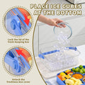 Hegrish Fruit Ice Serving Tray Clear Light Blue 4 Compartments with Lid by Deal US