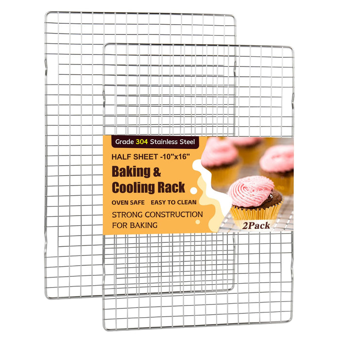 BXKEE Cooling Racks 2 PCS 10x16in Heavy Duty 304 Stainless Steel Silver by Deal US