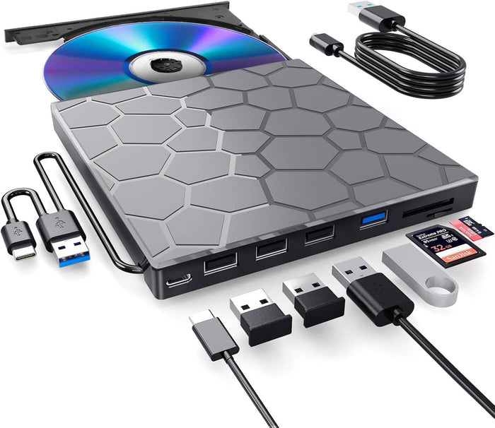 High-Speed USB 3.0 External CD/DVD Drive with Burner – Plug & Play, Windows & Mac Compatible by DailySale