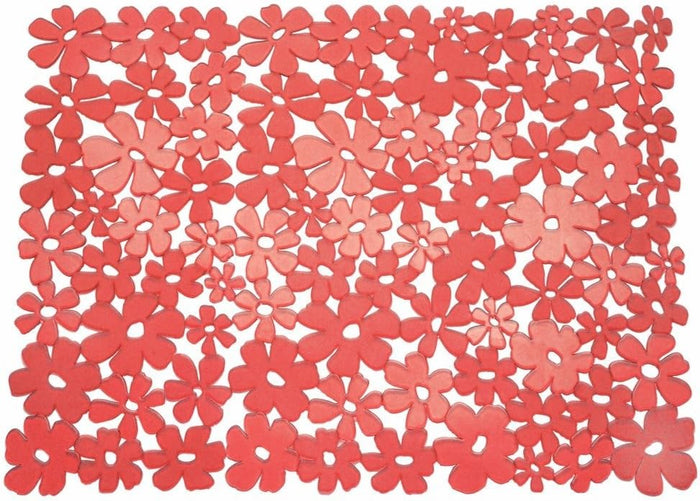 iDesign Blumz Floral Red Flexible Plastic Large Sink Protector Mat by Avera Group