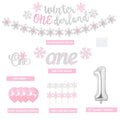 Shempeium Winter Onederland 1st Girl Banner Snowflake Pink Garland by Deal US