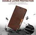 Wallet Case for iPhone 17 Pro with Card Holders and Kickstand Brown by Merch Section