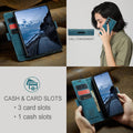 Classic Leather Wallet Flip Case for Samsung Galaxy Z Fold 7 5G with Kickstand Card Holder Teal by Merch Section