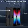 3-Layer Heavy Duty Full-Body Protective Case with HD Screen Protector for iPhone SE 2022/2020 4.7" Black by Merch Section