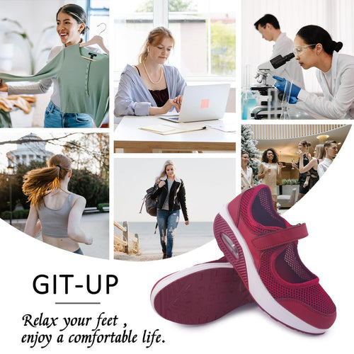 Git-up Women's Arch Support Walking Shoes Orthopedic Sneakers Red Size 9.5 by Deal US