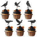 GUYI 24 PCS Halloween Crow Cupcake Toppers Horror Picks Cardstock Toothpick by Deal US