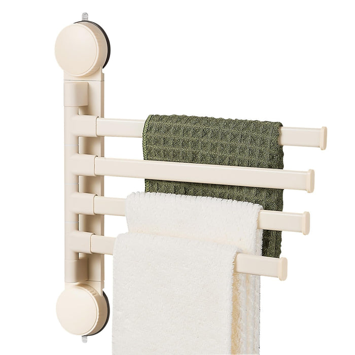 Zynuhmo 4-Arm Swivel Towel Rack 13.78in White Adjustable Suction Cup by Deal US