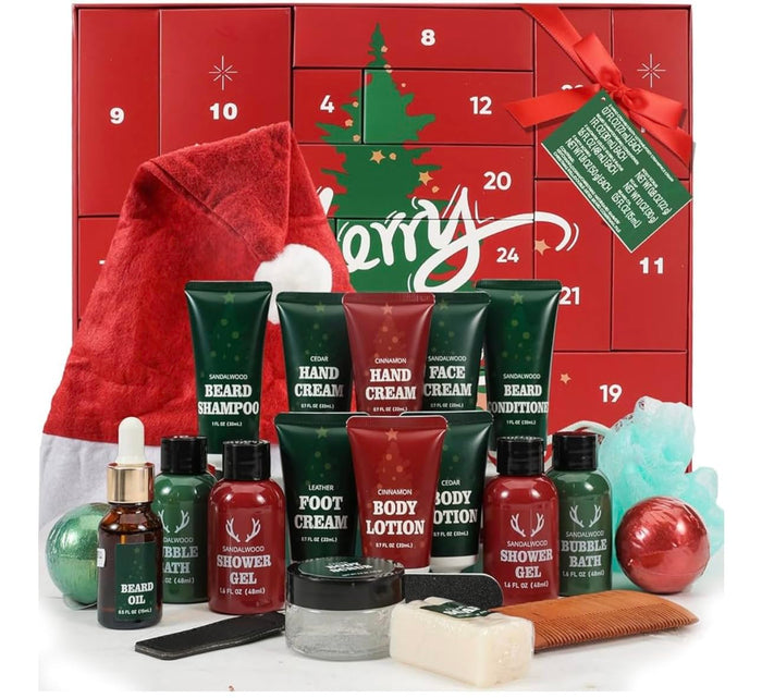 Rinse & Robust Advent Beauty Calendar 2025 Beard Care Kit 24 Days Red by Deal US