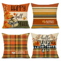 4TH Emotion Fall Pillow Covers 18x18 White Pumpkin Check Set of 4 by Deal US