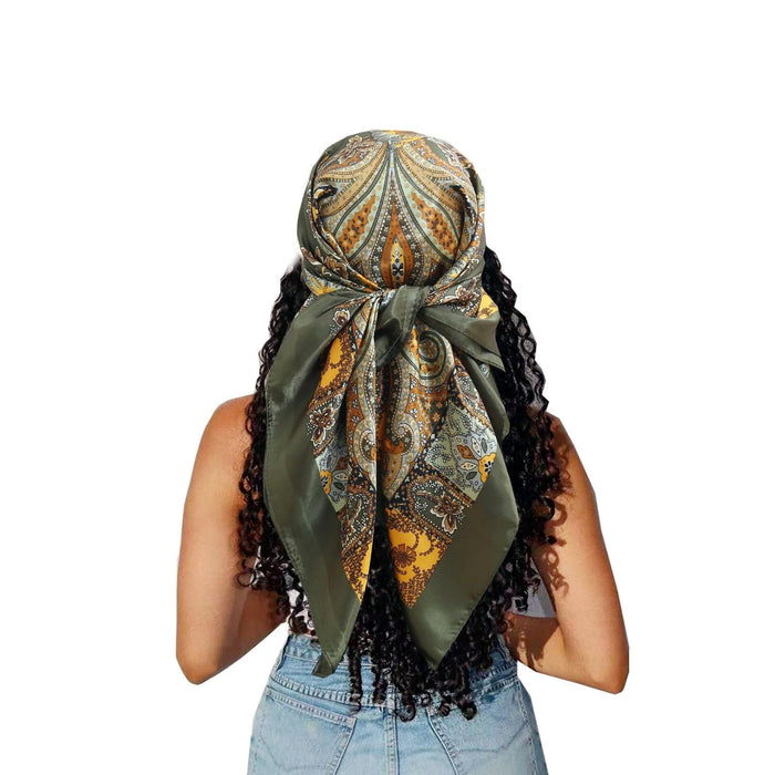 Square Head Satin Scarf Silk Feeling Hair Scarf 35" Head Scarves Bandana f