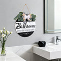 CHDITB Summer Bathroom Wooden Sign Tropical Palm Tree 11.4x11.4 in Portrait by Deal US