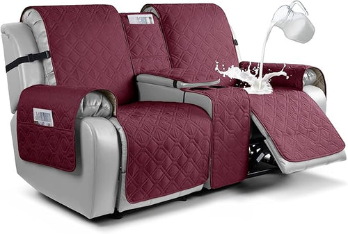 Easy-Going Loveseat Recliner Sofa Cover Console Water Resistant 2-Seater Wine by Deal US