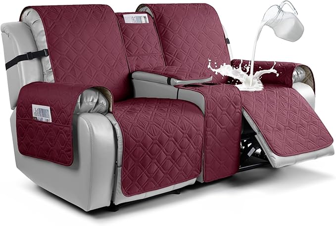 Easy-Going Loveseat Recliner Sofa Cover Console Water Resistant 2-Seater Wine by Deal US