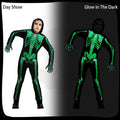 XXLOG Glow in the Dark Skeleton Costume Hooded Jumpsuit Halloween Cosplay Adult by Deal US