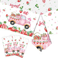 PHOGARY 3 PCS Strawberry Tablecloth Plastic Party Decor Pink 108x54in by Deal US