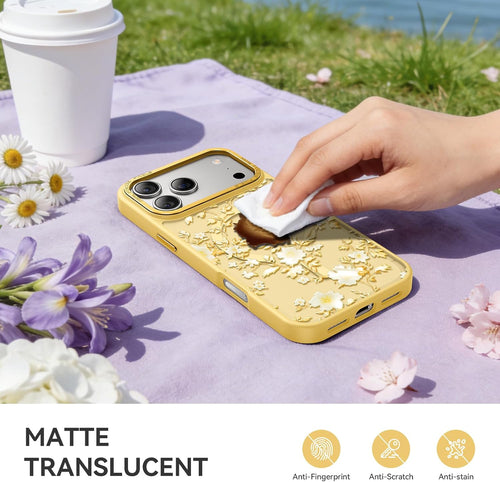 Slim Fit Floral Shockproof Case for iPhone 17 Pro 6.3" Yellow MagSafe Compatible by Merch Section