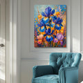 HTTART Blue Iris Flower Oil Painting Wall Art Van Gogh Style 12x16 Set of 3 by Deal US