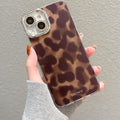 iPhone XR Case, Cute Aesthetic Chic Amber Brown Print Leopard, Slim Durable