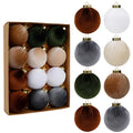 SUPREME XMAS 12 Pcs Velvet Christmas Ornaments Set 80mm Multi Color by Deal US